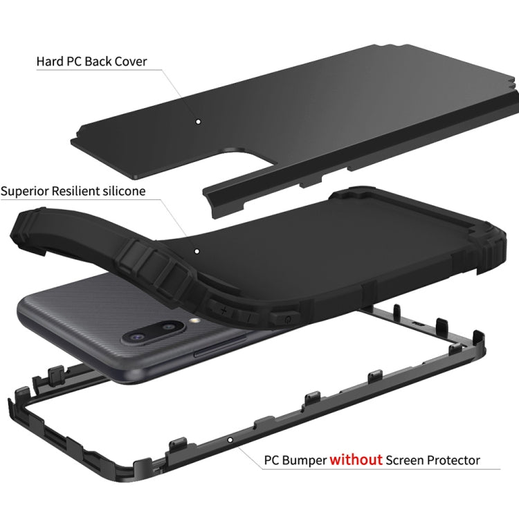 For Samsung Galaxy A02 3 in 1 Shockproof PC + Silicone Protective Case