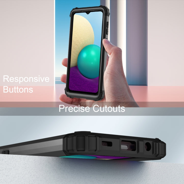 For Samsung Galaxy A02 3 in 1 Shockproof PC + Silicone Protective Case