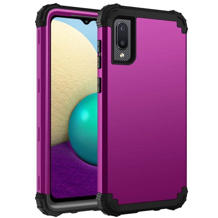 For Samsung Galaxy A02 3 in 1 Shockproof PC + Silicone Protective Case