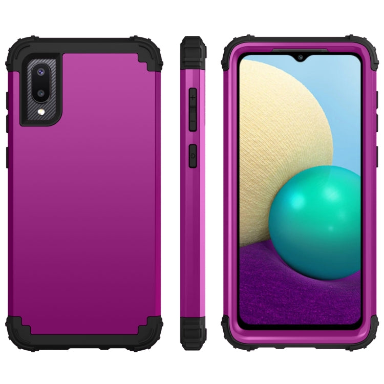 For Samsung Galaxy A02 3 in 1 Shockproof PC + Silicone Protective Case
