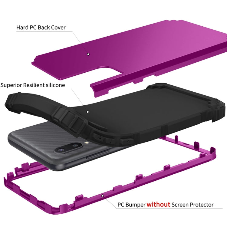 For Samsung Galaxy A02 3 in 1 Shockproof PC + Silicone Protective Case