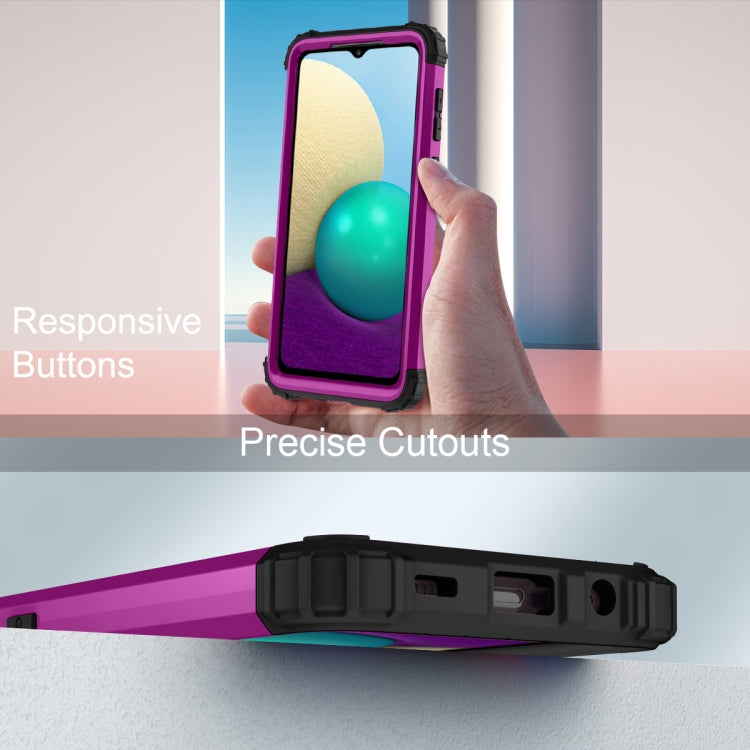 For Samsung Galaxy A02 3 in 1 Shockproof PC + Silicone Protective Case