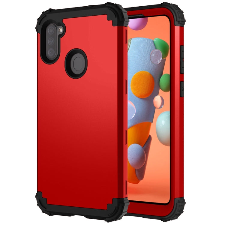 For Samsung Galaxy A11 3 in 1 Shockproof PC + Silicone Protective Case