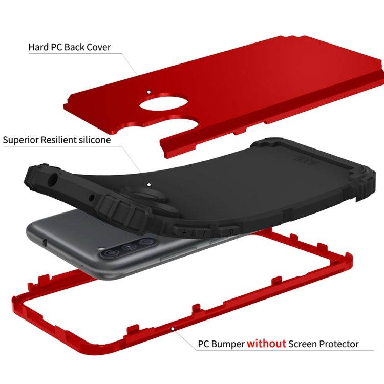For Samsung Galaxy A11 3 in 1 Shockproof PC + Silicone Protective Case