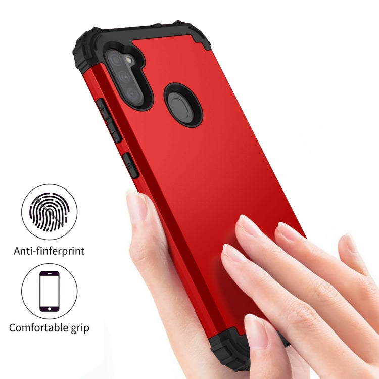 For Samsung Galaxy A11 3 in 1 Shockproof PC + Silicone Protective Case