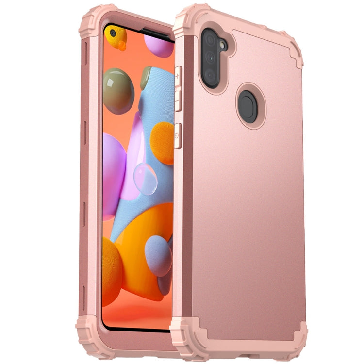 For Samsung Galaxy A11 3 in 1 Shockproof PC + Silicone Protective Case
