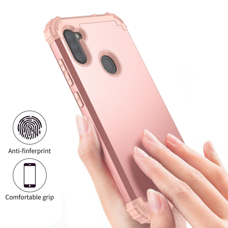 For Samsung Galaxy A11 3 in 1 Shockproof PC + Silicone Protective Case