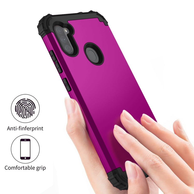 For Samsung Galaxy A11 3 in 1 Shockproof PC + Silicone Protective Case