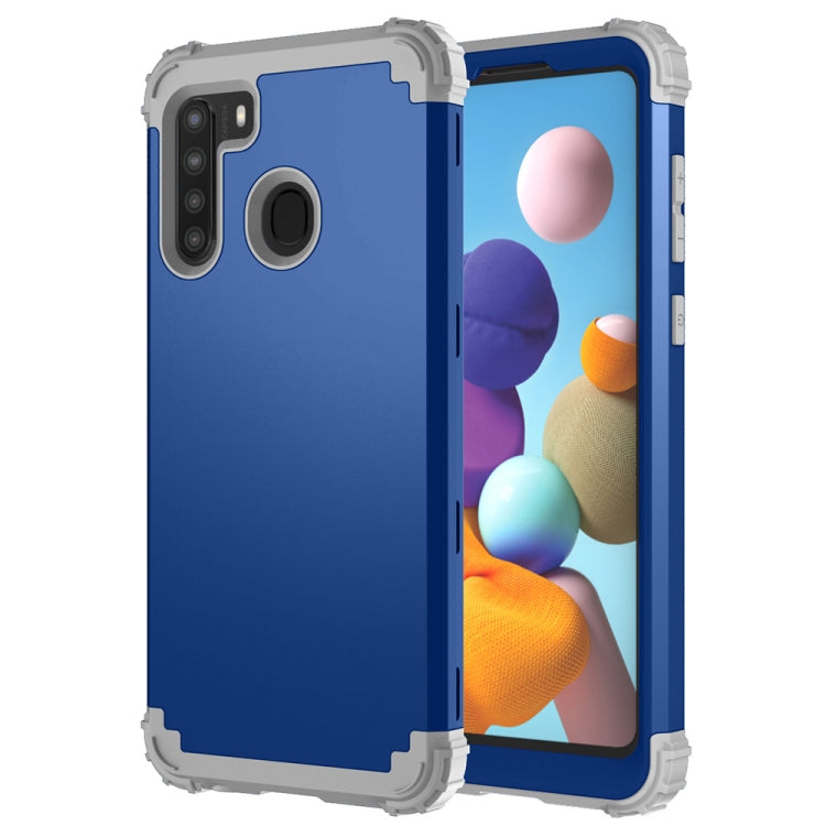 For Samsung Galaxy A21 3 in 1 Shockproof PC + Silicone Protective Case