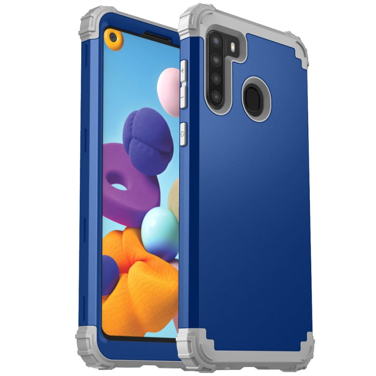 For Samsung Galaxy A21 3 in 1 Shockproof PC + Silicone Protective Case