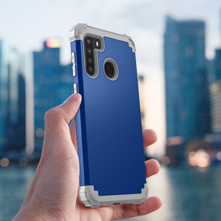 For Samsung Galaxy A21 3 in 1 Shockproof PC + Silicone Protective Case