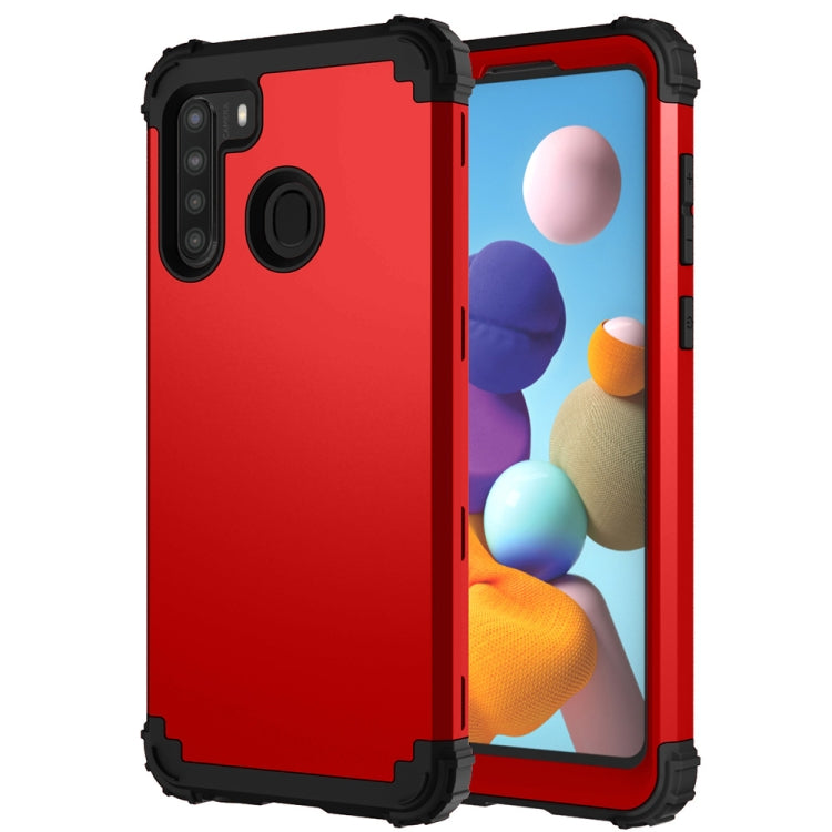 For Samsung Galaxy A21 3 in 1 Shockproof PC + Silicone Protective Case