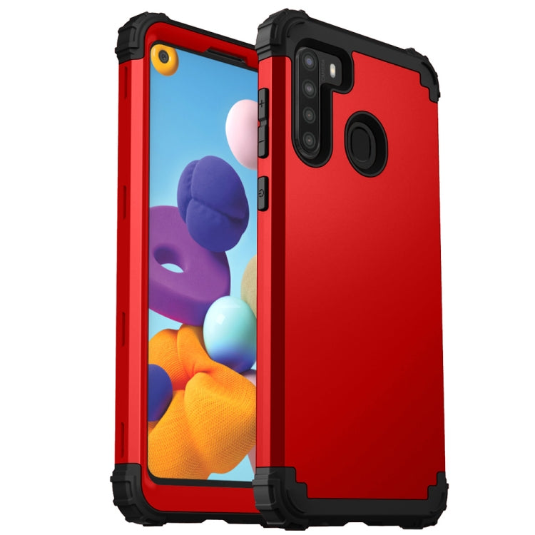For Samsung Galaxy A21 3 in 1 Shockproof PC + Silicone Protective Case