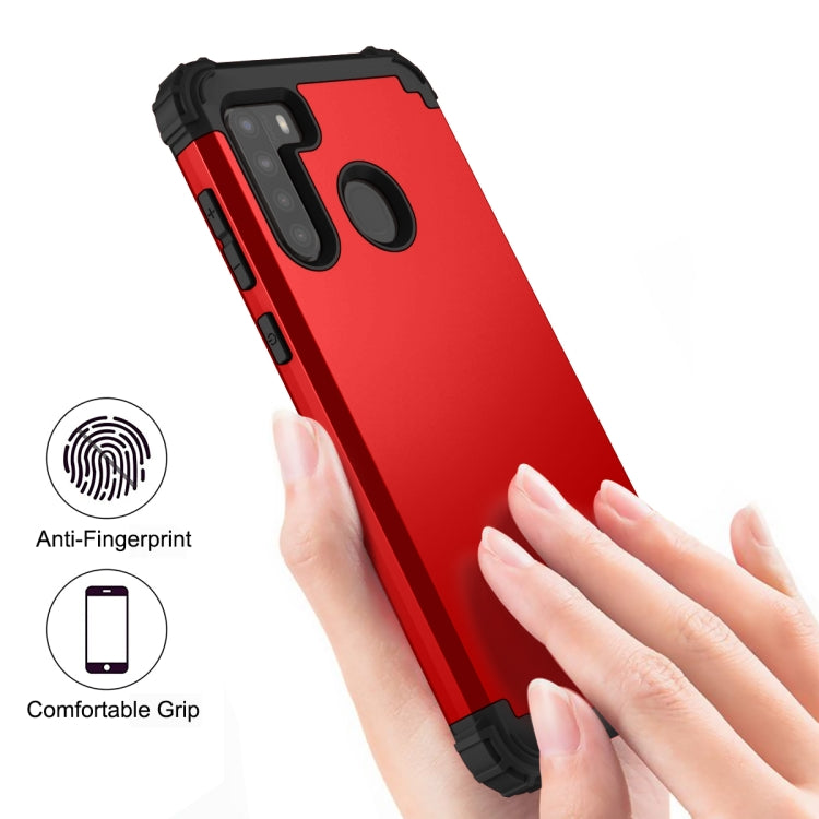 For Samsung Galaxy A21 3 in 1 Shockproof PC + Silicone Protective Case