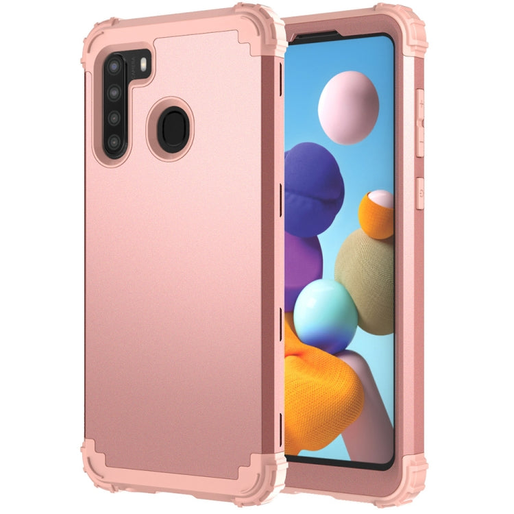 For Samsung Galaxy A21 3 in 1 Shockproof PC + Silicone Protective Case