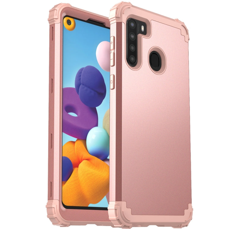 For Samsung Galaxy A21 3 in 1 Shockproof PC + Silicone Protective Case