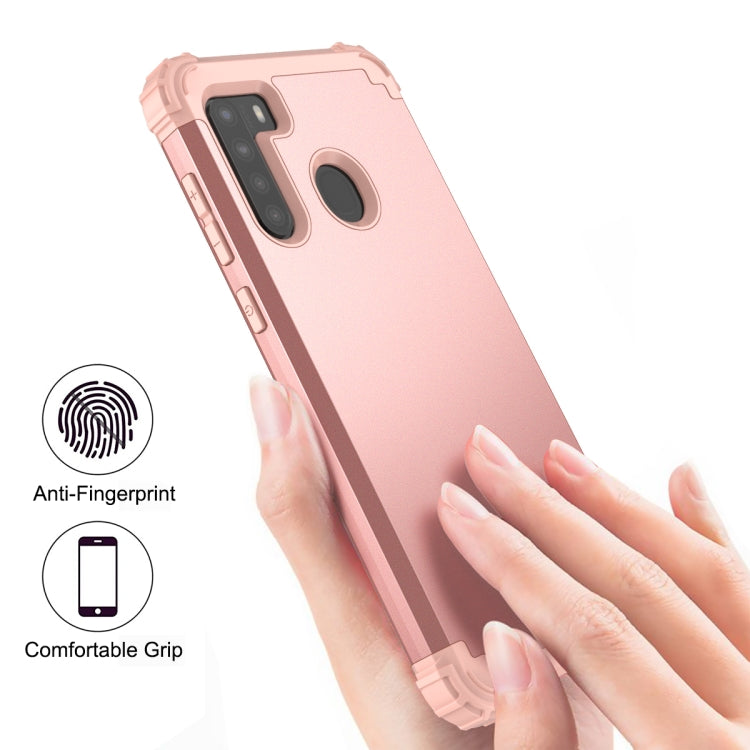 For Samsung Galaxy A21 3 in 1 Shockproof PC + Silicone Protective Case