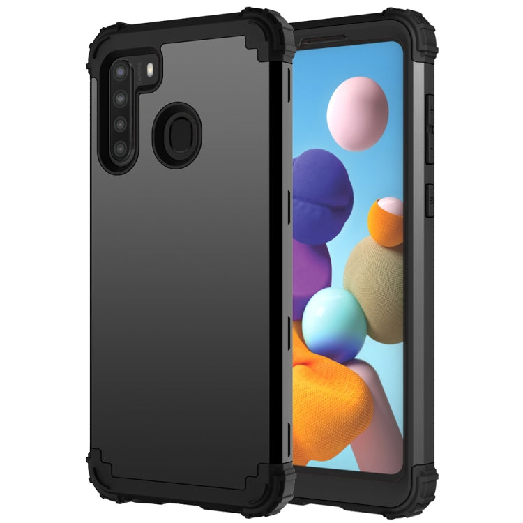 For Samsung Galaxy A21 3 in 1 Shockproof PC + Silicone Protective Case