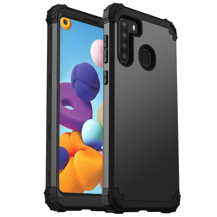 For Samsung Galaxy A21 3 in 1 Shockproof PC + Silicone Protective Case