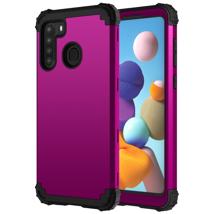 For Samsung Galaxy A21 3 in 1 Shockproof PC + Silicone Protective Case