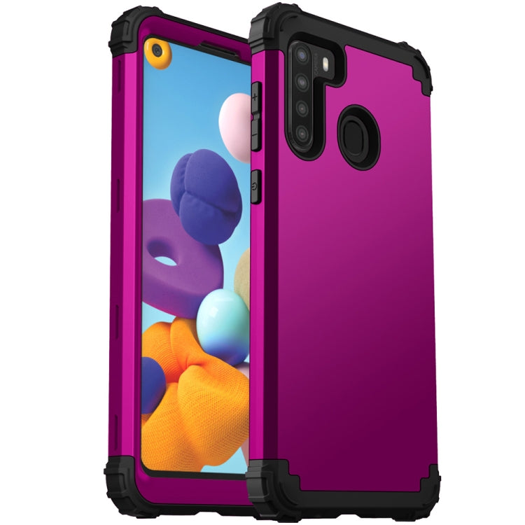 For Samsung Galaxy A21 3 in 1 Shockproof PC + Silicone Protective Case