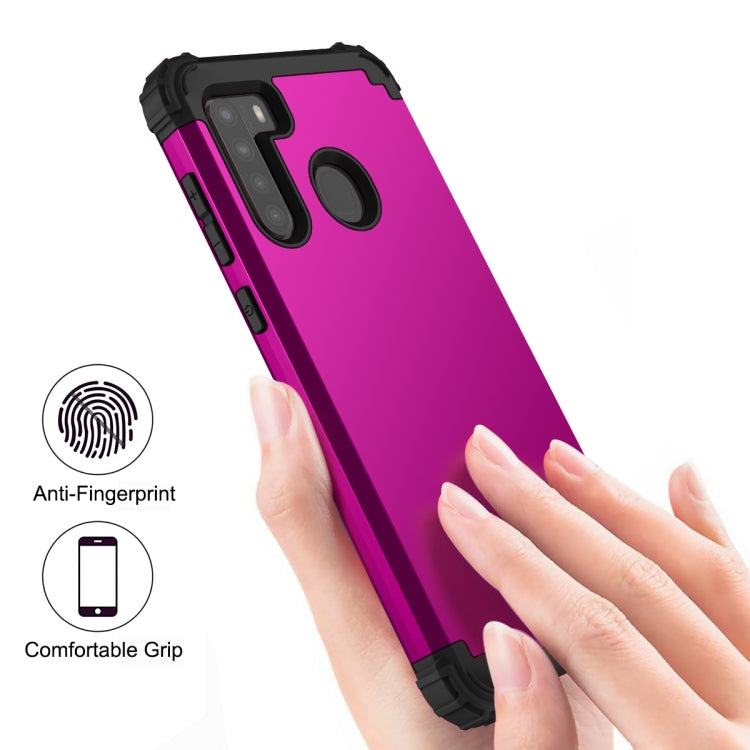 For Samsung Galaxy A21 3 in 1 Shockproof PC + Silicone Protective Case