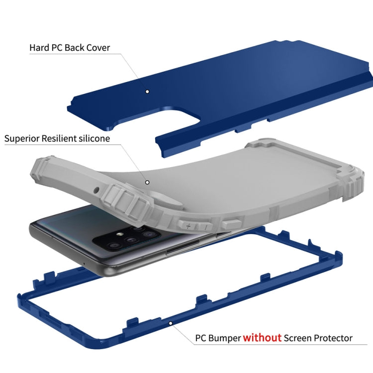 For Samsung Galaxy A51 5G 3 in 1 Shockproof PC + Silicone Protective Case