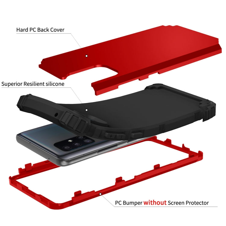 For Samsung Galaxy A51 5G 3 in 1 Shockproof PC + Silicone Protective Case