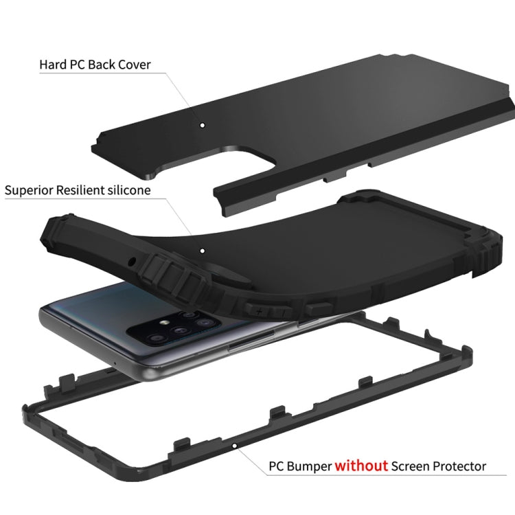 For Samsung Galaxy A51 5G 3 in 1 Shockproof PC + Silicone Protective Case