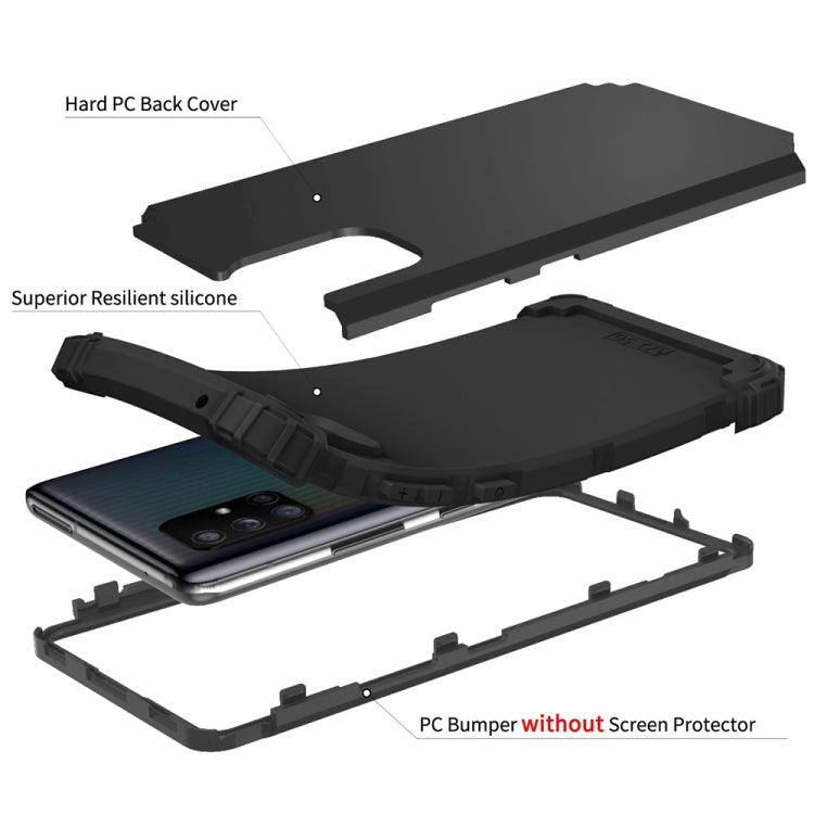 For Samsung Galaxy A71 5G 3 in 1 Shockproof PC + Silicone Protective Case