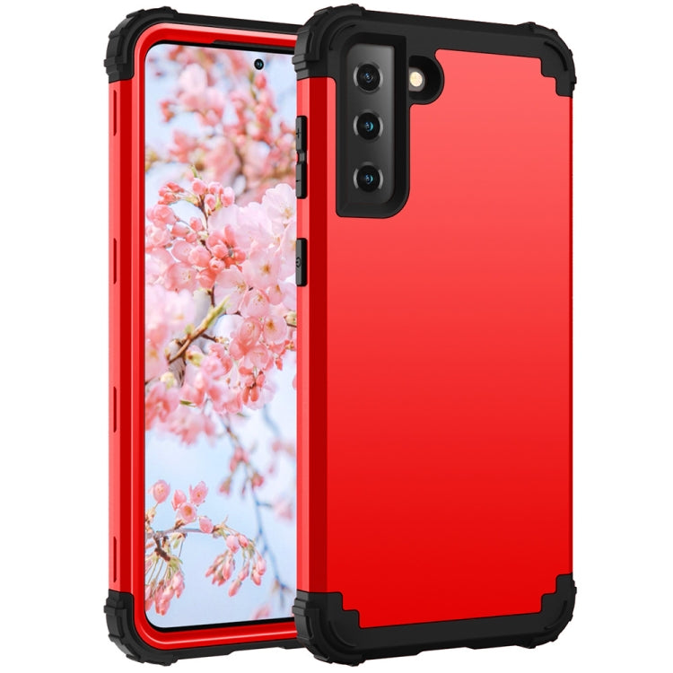 For Samsung Galaxy S21 FE 3 in 1 Shockproof PC + Silicone Protective Case