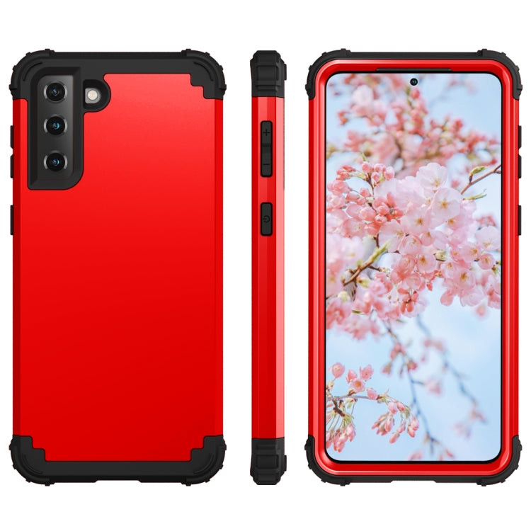 For Samsung Galaxy S21 FE 3 in 1 Shockproof PC + Silicone Protective Case