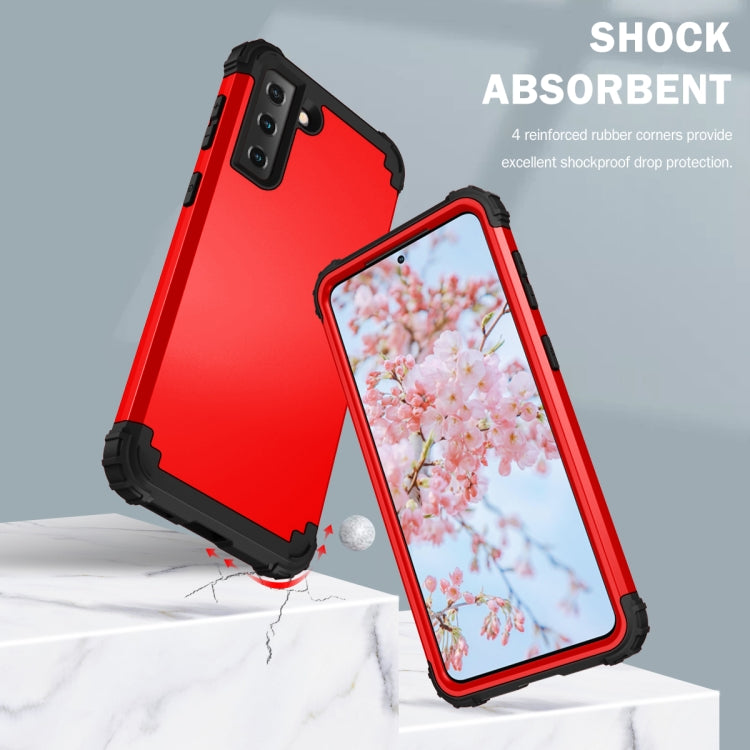 For Samsung Galaxy S21 FE 3 in 1 Shockproof PC + Silicone Protective Case