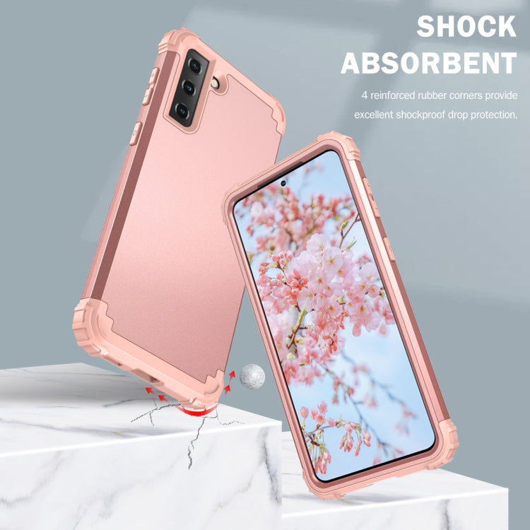 For Samsung Galaxy S21 FE 3 in 1 Shockproof PC + Silicone Protective Case