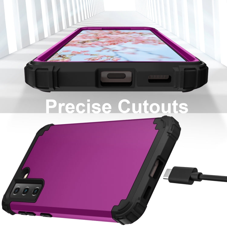 For Samsung Galaxy S21 FE 3 in 1 Shockproof PC + Silicone Protective Case