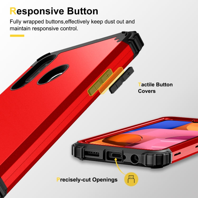 For Samsung Galaxy A02s 3 in 1 Shockproof PC + Silicone Protective Case