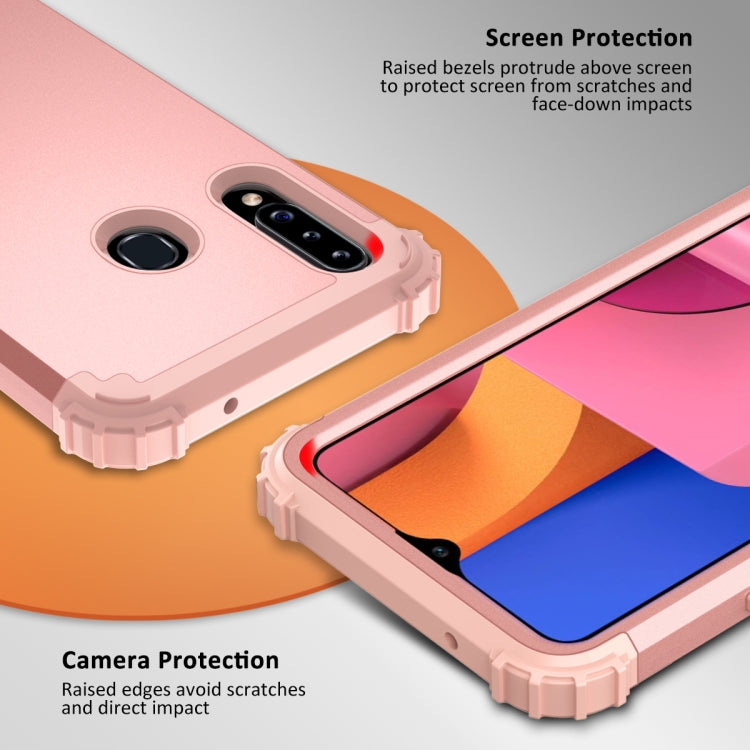 For Samsung Galaxy A02s 3 in 1 Shockproof PC + Silicone Protective Case