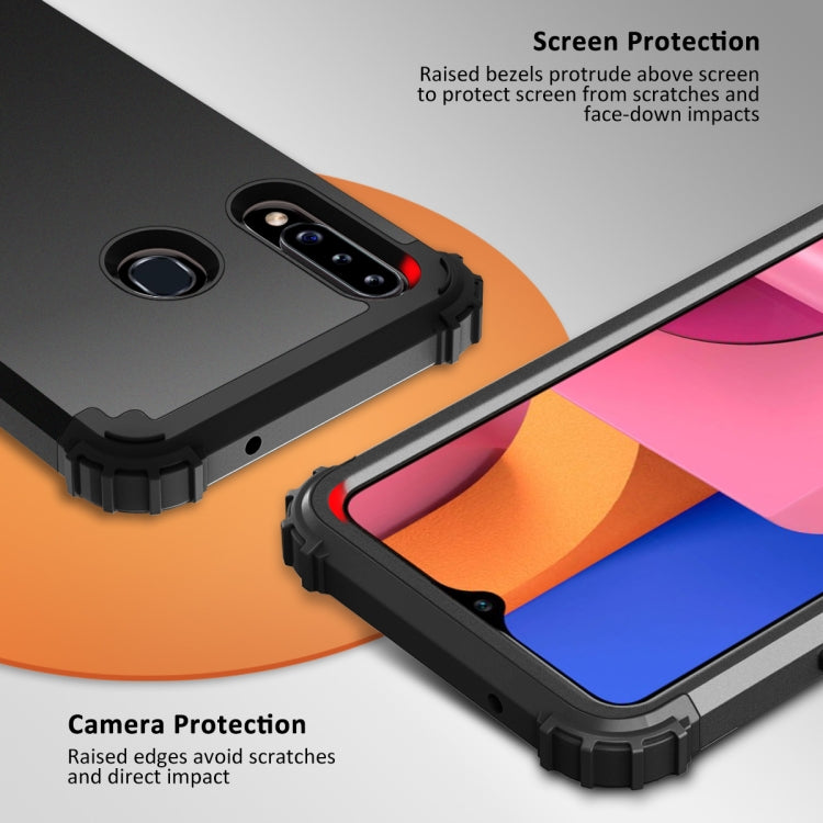 For Samsung Galaxy A02s 3 in 1 Shockproof PC + Silicone Protective Case