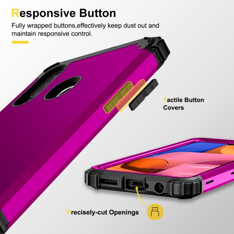 For Samsung Galaxy A02s 3 in 1 Shockproof PC + Silicone Protective Case
