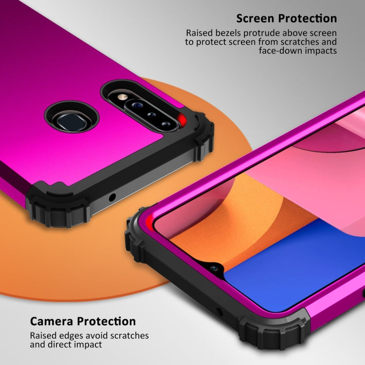 For Samsung Galaxy A02s 3 in 1 Shockproof PC + Silicone Protective Case
