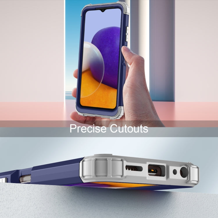 For Samsung Galaxy A22 5G 3 in 1 Shockproof PC + Silicone Protective Case