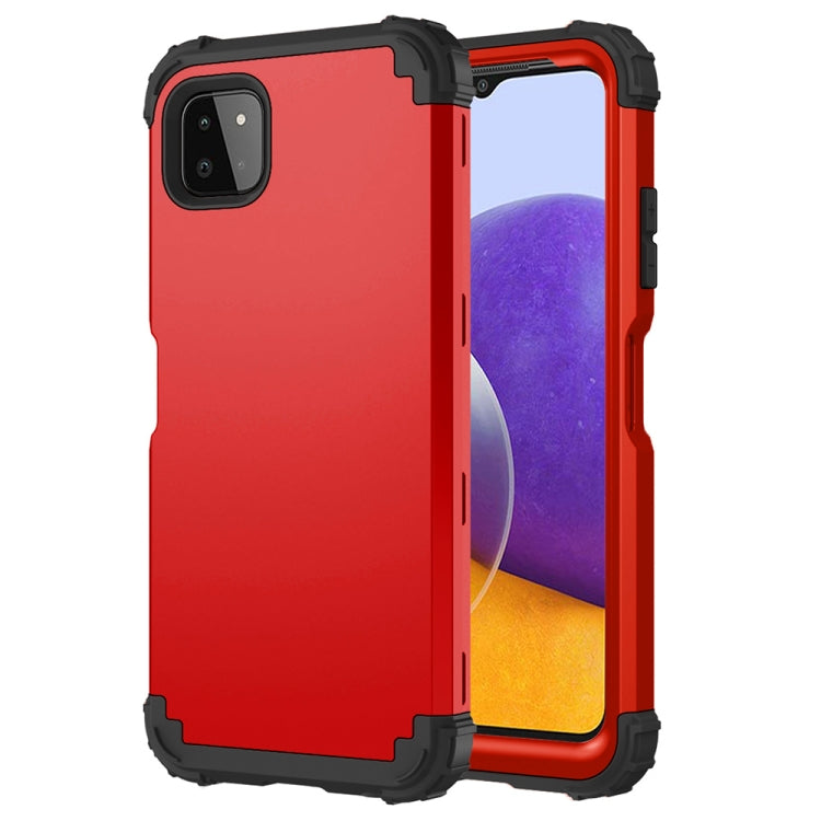 For Samsung Galaxy A22 5G 3 in 1 Shockproof PC + Silicone Protective Case