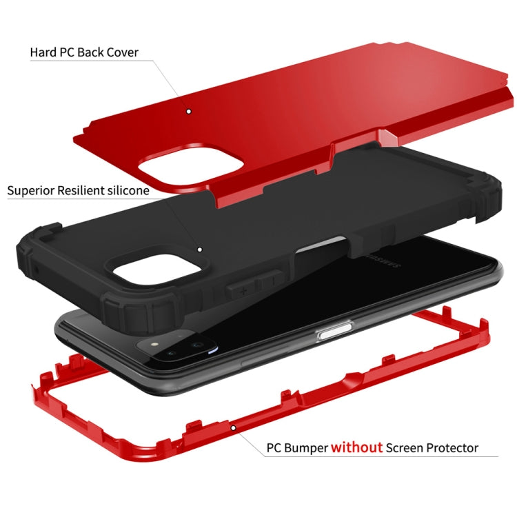 For Samsung Galaxy A22 5G 3 in 1 Shockproof PC + Silicone Protective Case