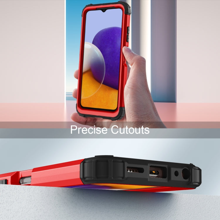 For Samsung Galaxy A22 5G 3 in 1 Shockproof PC + Silicone Protective Case