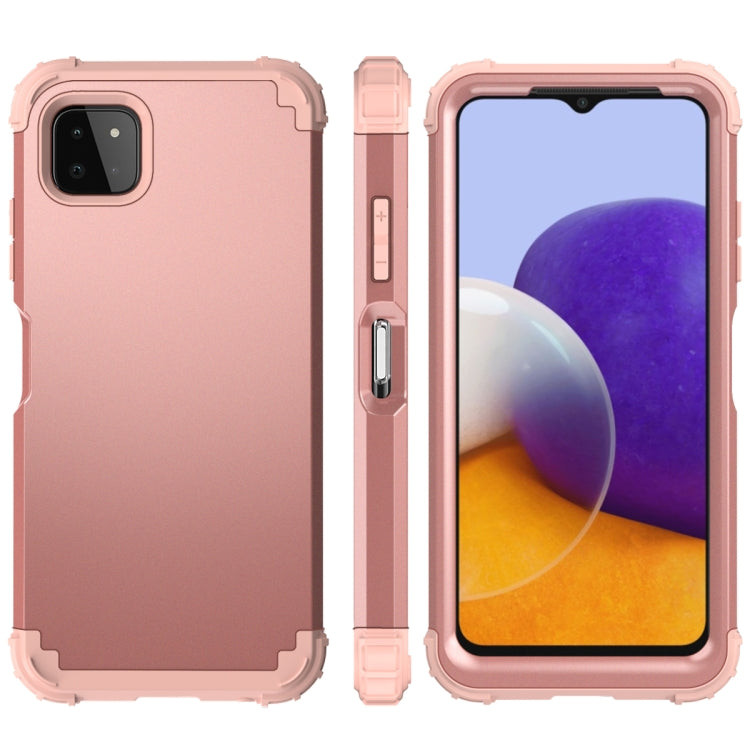For Samsung Galaxy A22 5G 3 in 1 Shockproof PC + Silicone Protective Case