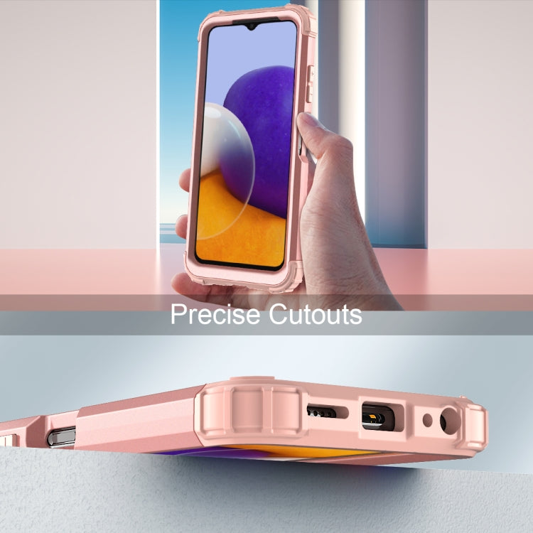 For Samsung Galaxy A22 5G 3 in 1 Shockproof PC + Silicone Protective Case