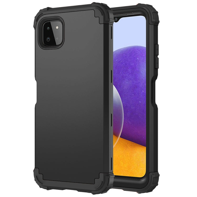 For Samsung Galaxy A22 5G 3 in 1 Shockproof PC + Silicone Protective Case