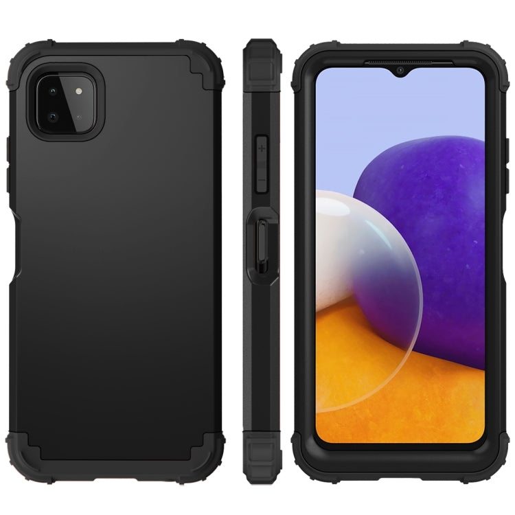 For Samsung Galaxy A22 5G 3 in 1 Shockproof PC + Silicone Protective Case
