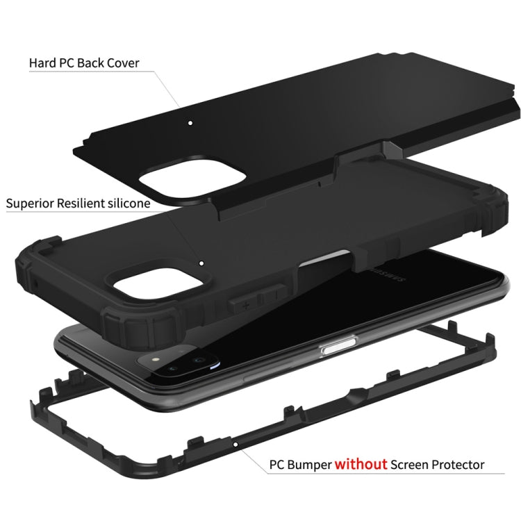 For Samsung Galaxy A22 5G 3 in 1 Shockproof PC + Silicone Protective Case
