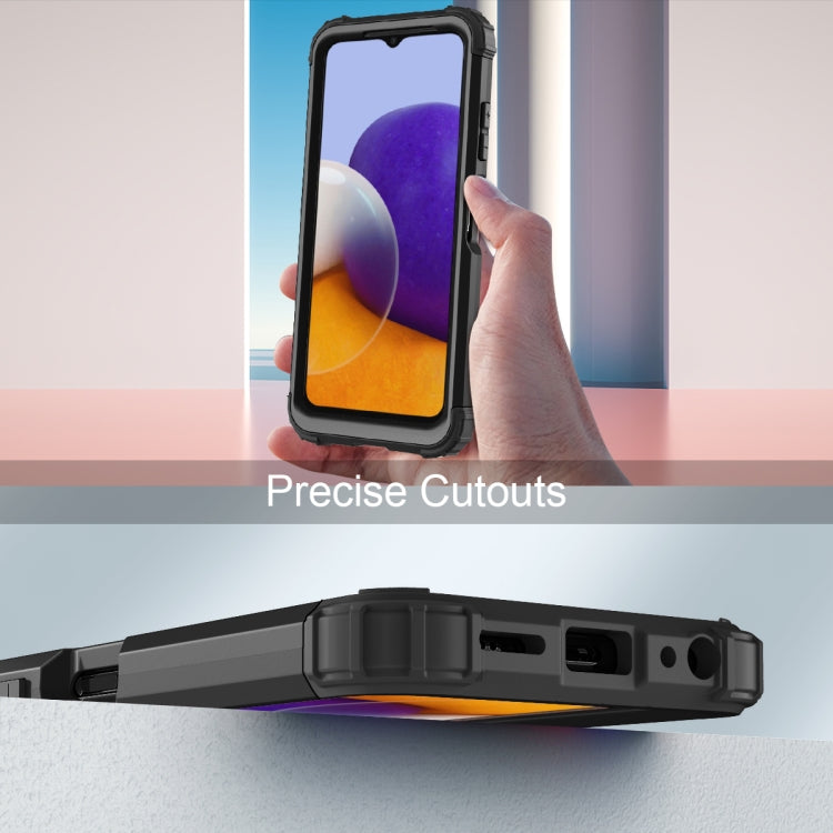 For Samsung Galaxy A22 5G 3 in 1 Shockproof PC + Silicone Protective Case